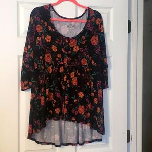 Torrid Floral Black Blouse